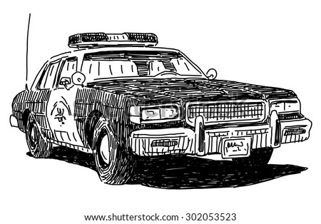 Police Car Vector Drawing Stock Vector (Royalty Free) 302053523