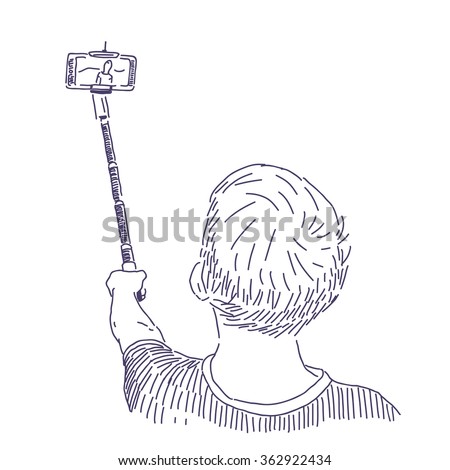 selfie stick drawing