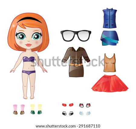 Paper Doll Young Beautiful Teenager Girl Stock Vector 300474023 ...