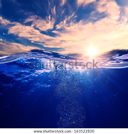 Design Template Underwater Part Sunset Skylight Stock Photo 147759191 ...