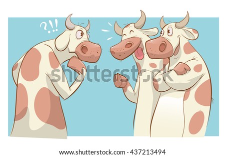 Cartoon cows talking vector illustration