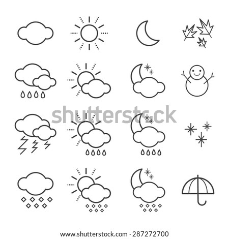 Collection Doodle Outline Weather Icons Including Stock Vector ...