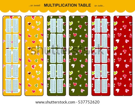 table cute printable multiplication Card Poster Multiplication Vector Printable Stock Table