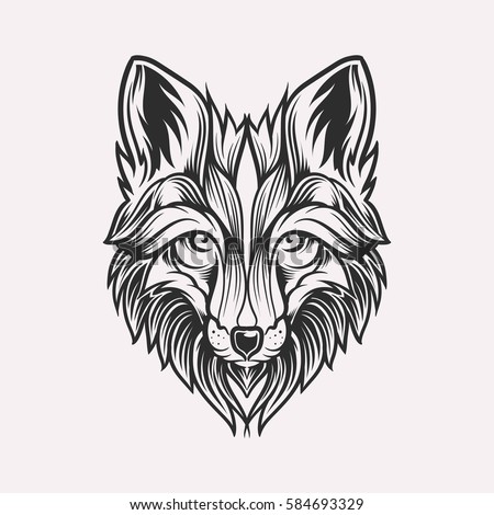 Abstract Head Fox Hand Draw Stock Vector 584693329 - Shutterstock
