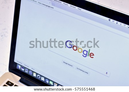 WASHINGTON DC, USA - FEBRUARY 09, 2017: An Apple MacBook Pro displaying a Google search on the Google Chrome browser.