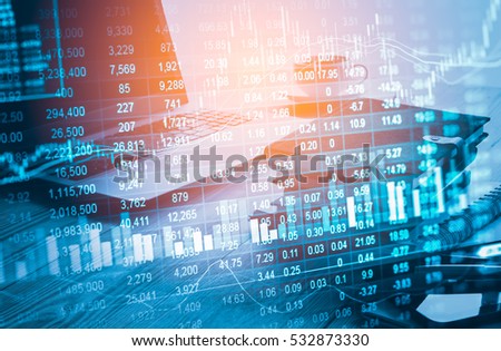 Stock market or forex trading graph and candlestick chart suitable for financial investment concept. Economy trends background for business idea and all art work design. Abstract finance background.