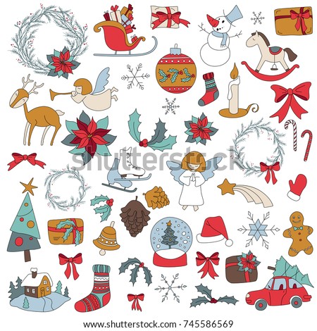 Christmas Sticker Icon Set Gift Box Stock Vector 745586569 