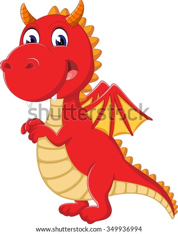 Illustration Cute Cartoon Baby Dragon Pointing Stock Vector 64084735 ...