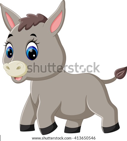Cute Baby Donkey Cartoon Stock Illustration 413650546 - Shutterstock