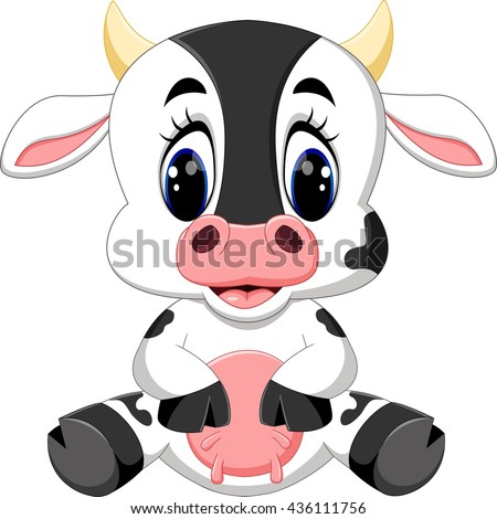 Cute Baby Cow Cartoon Stock Vector 436111756  Shutterstock