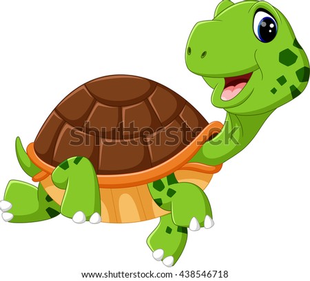 Cute Turtle Cartooncartoon Smiling Green Turtle Stock Vector 259544363 ...