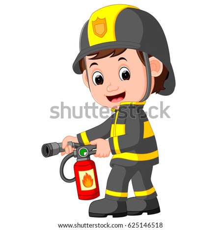 Vector Illustration Cute Fireman Cartoon Stock Vector 564651754 ...