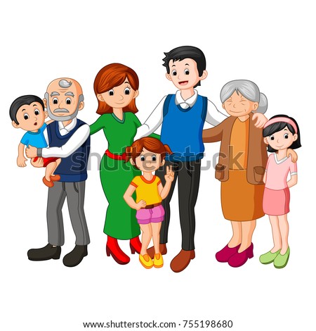 Cartoon Vector Illustration Family Portrait Stock Vector 46803238