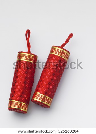 red decoration firecracker on the white background