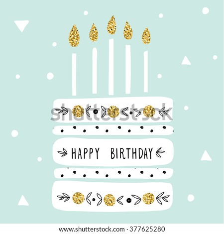 cute happy birthday card cake candles stock vector royalty free