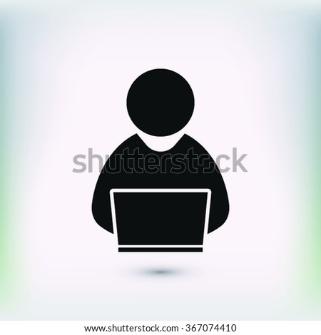 people with computer, person with laptop icon. One of set web icons