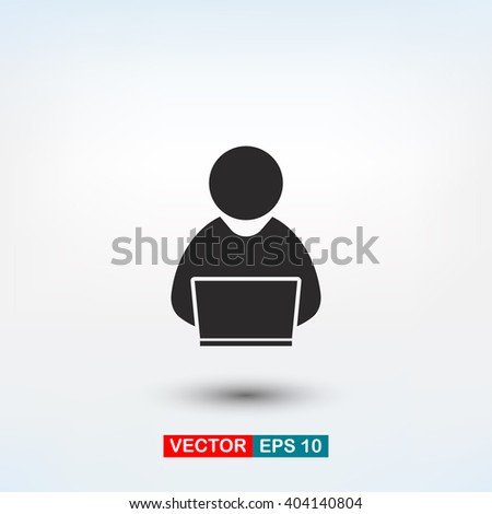 people with computer, person with laptop icon. One of set web i