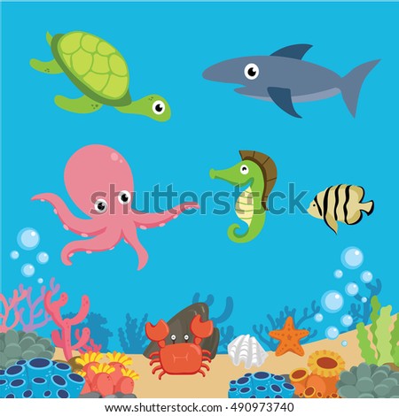 Underwater Sea Life Stock Vector 79221283 - Shutterstock