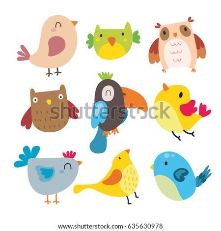 Cute Birds Set Stock Vector 129161735 - Shutterstock