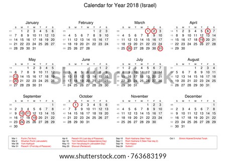 Calendar Year 2018 Public Holidays Bank Stock Illustration 763683199 ...