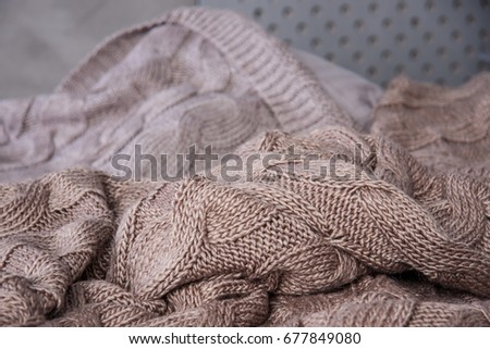 Knitted Plaid Stock Photo 677849080 - Shutterstock