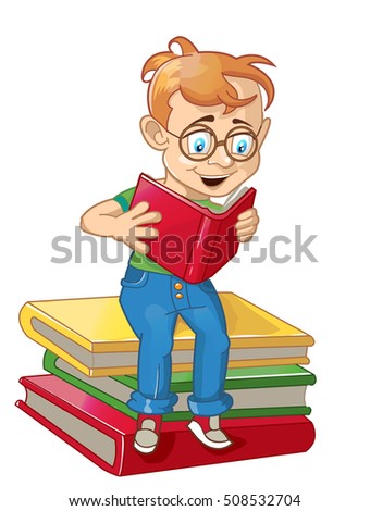 Vector Illustration School Boy Reading On Stock Vector 109822076 ...