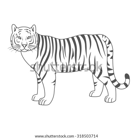 Tiger Outline Vector Stock Vector 155023544 - Shutterstock