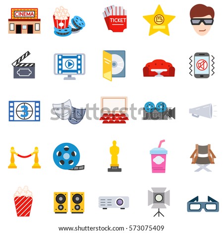 Cinema Icons Set Filming Screening Films Stock Vector 573075409 ...