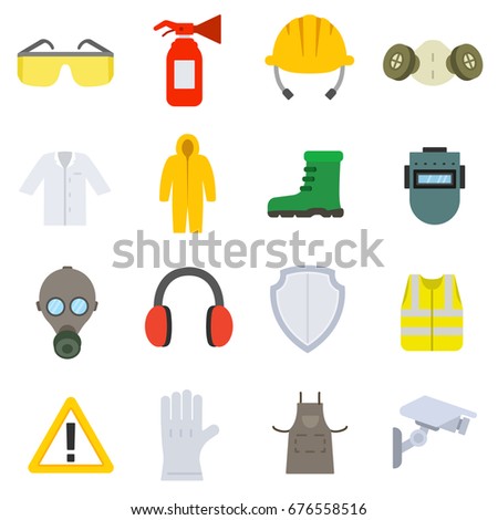 Work Safety Icon Set Flat Style Vector De Stock676558516: Shutterstock