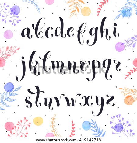 Handmade Letters Handwritten Alphabet Watercolor Spots Stock Vector ...