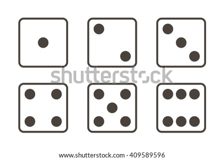 Outlined Black White Dice Icons Six Stock Vector 409589596 - Shutterstock