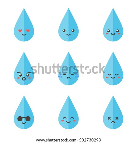 Flat Design Cartoon Cute Water Drop Stock Vector 502730293 - Shutterstock