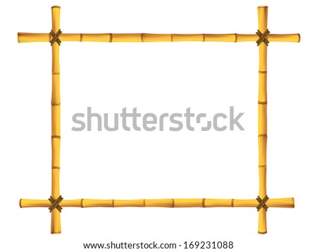 Wooden frame of old bamboo sticks. Vector illustration