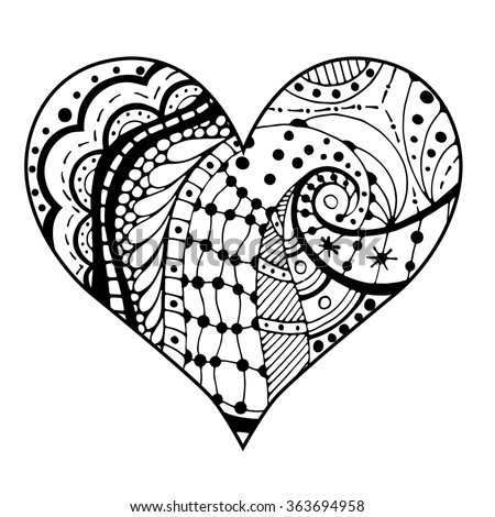 Red Abstract Heart Filled Zentangle Tribal Stock Vector ...