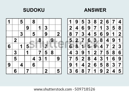 Vector Sudoku Answer Puzzle Game Numbers Stock Vector 509718526