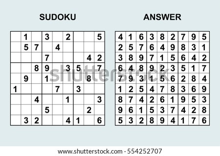 stock vector vector sudoku with answer puzzle game with numbers 554252707