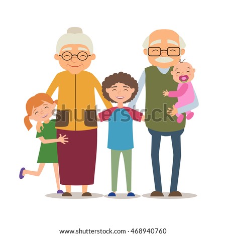 Big Cartoon Family Parents Children Grandparents Stock Vector 86963164 ...