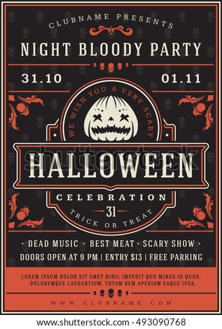 halloween night party poster design template typography flyer invitation vector illustration - Halloween Night Party halloween night party poster design template typography flyer invitation vector illustration - Halloween Night Party