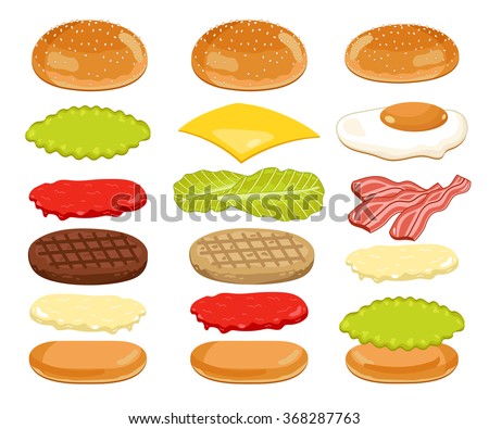 Burger Ingredients Burger Buns Isolated On Stock-vektorgrafik 368287763