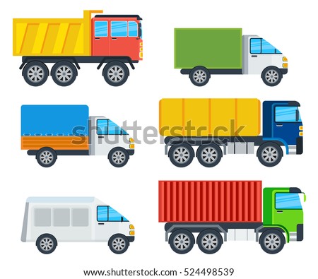 Trucks Cartoon Models Lorry Freezer Tipper Stock Vector 524498539  Shutterstock