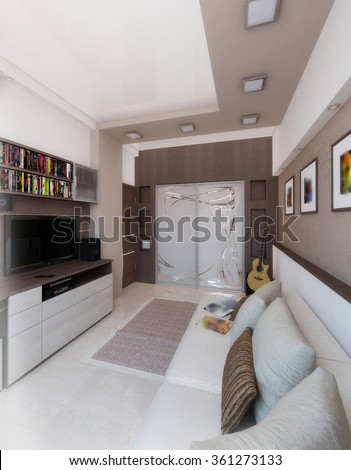 Young Man Bedroom Interior Design Render Stock Illustration ... Young Man Bedroom Interior Design Render Stock Illustration ...