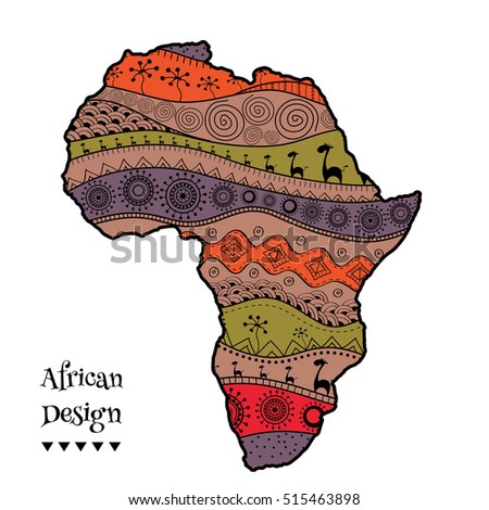 Textured Vector Map Africa Handdrawn Ethno Stock Vector 591871847 ...