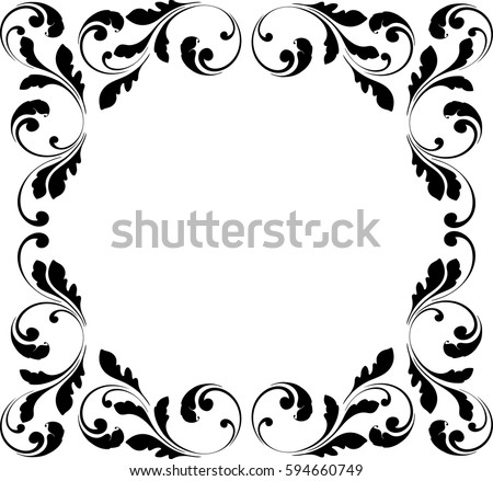 Decorative Frame Floral Swirls Flowers Border Stock Vector 594660749 ...