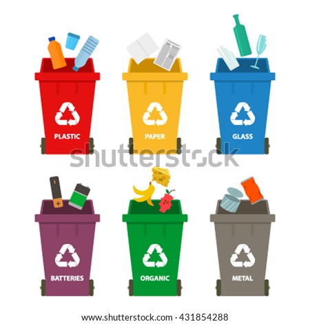 Waste Sorting Flat Style Vector Illustration Stock Vector 256530019 ...