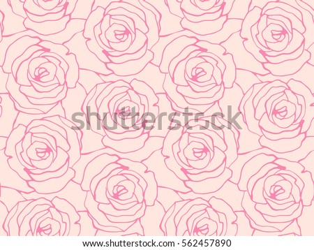Seamless floral pattern with roses. Vector background with hand drawn roses.