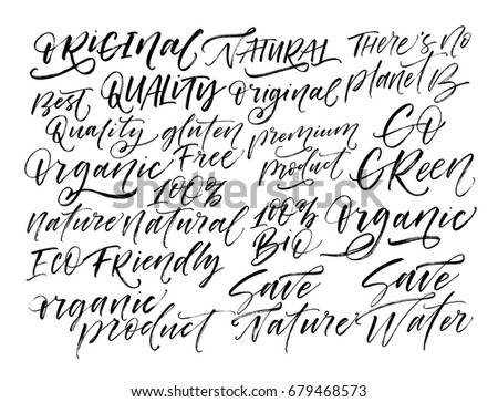 Set Ecological Phrases Original Natural Premium Stock Vector 679468573 ...