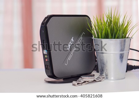 SELANGOR, MALAYSIA - OCTOBER 29 2015 : Acer Veriton Nettop PC. The mini PC that small suite for basically any space-constrained venue.