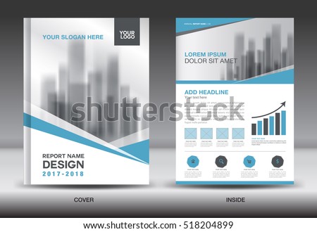 stock vector blue cover annual report brochure flyer template creative design front and inside page layout 518204899