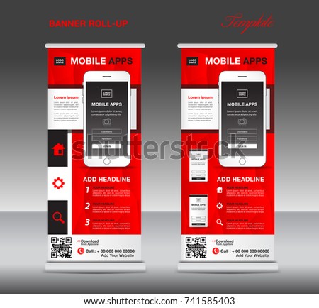 Mobile Apps Roll Banner Template Stand Stock Vector ...
