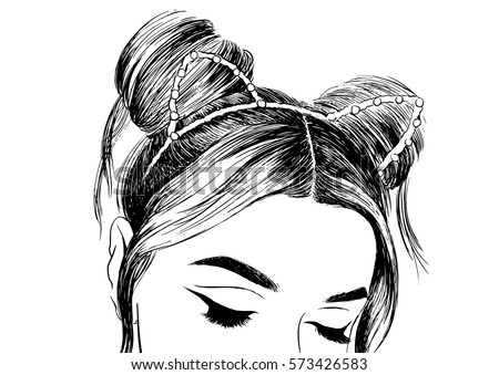 Girl Cat Ears Stock Vector 573426583 - Shutterstock